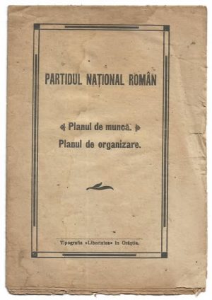 Planul de muncă, Planul de organizare, Partidul Național Român