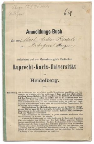Carnet de student unui sas din Agârbiciu, județul Sibiu, anul 1906, Universitatea din Heidelberg