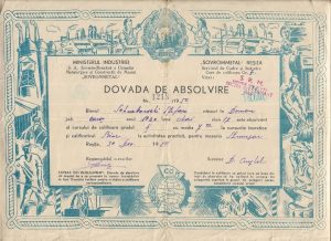 Dovada de absolvire, 1950, Sovrommetal Reșița