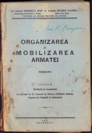 Organizarea și mobilizarea armatei, principii, 1937, București