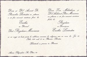 Invitație la nunta compozitorului Bogdan Moroianu, 1939