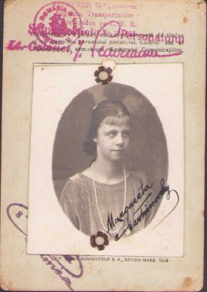 Carnet de identitate, 1925, fiica lt.-col. Martinowsky din Regimentul 40 Infanterie