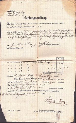 Ordin de plată, 1854, Târgu Lăpuș, Maramureș, limba germană