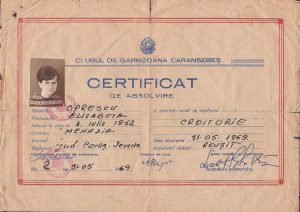 Certificat de absolvire al cursului de croitorie, Clubul de garnizoană Caransebeș, 1969