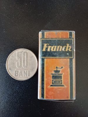 Cutie miniaturală de reclamă la cafeaua Franck, Brașov, perioada interbelică