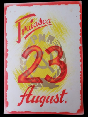 Material de propagandă comunistă, Trăiască 23 August și cu stema PMR