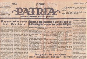 Patria, 136/1938, organ al Partidului Național Țărănesc, Cluj
