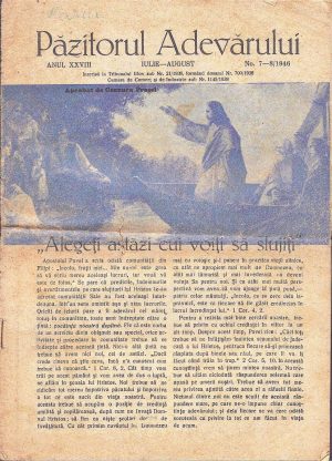 Păzitorul Adevărului, 7-8/1946, revistă a Bisericii Adventiste de ziua 7-a