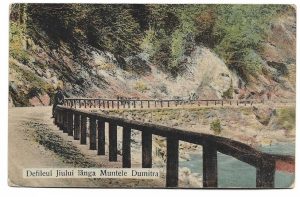 Defileul Jiului lănga Muntele Dumitra, carte poștală