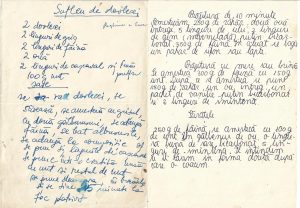 Rețete românești de dulciuri și mâncăruri, lot de cca 150 rețete, anii 1960