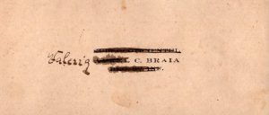 Carte vizită sublocotenent Aurel C Braia din Regimentul 92 Infanterie de la Orăștie, cca 1919, refolosită de o rudă a sa