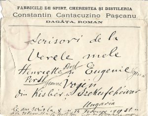 Plic cu antet Fabricile de spirt, cherestea și distileria Constantin Cantacuzino Pașcanu, Dagâța, Roman