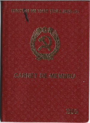 Carnet de membru de partid al PCR, 1980