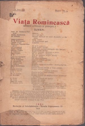 Viața Romînească, 1/1920, Iași