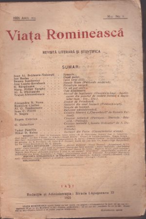 Viața Romînească, 5/1921, Iași