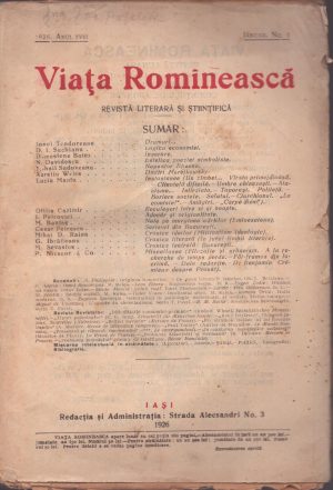 Viața Romînească, 1/1926, Iași