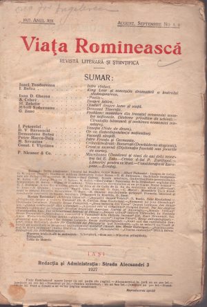 Viața Romînească, 8-9/1927, Iași