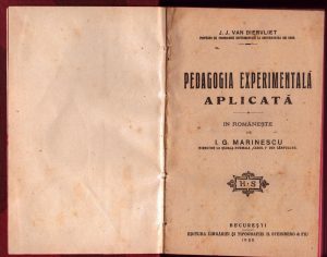 Pedagogia experimentală aplicată de J J Van Biervliet, în românește de I G Marinescu, 1923