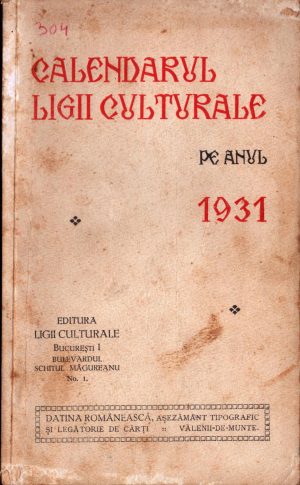 Calendarul Ligii Culturale pe anul 1931