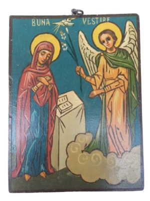 Icoană românească de perete, Buna Vestire, pictată, perioada regalității, Societatea Ortodoxă Națională a Femeilor Române