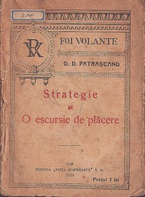 Strategie și o escursie de plăcere de D D Pătrășcanu, 1920, Iași