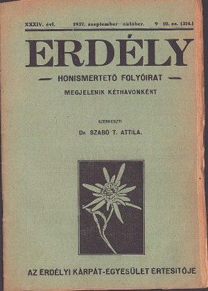 Erdély, honismertető folyóirat, az Erdély Kárpát Egyesület értesitője, 9-10/1937