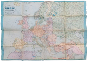 Europa, hartă întocmită și reprodusă de Institutul Cartografic Unirea din Brașov la scara 1:6.000.000, 1943, cenzurat cu Nr 983 din 4 XII 1939