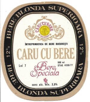 Etichetă bere specială Caru cu bere, Întreprinderea de bere București