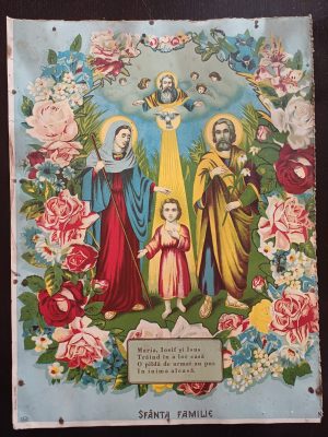 Sfânta Familie, litografie românească religioasă de epocă