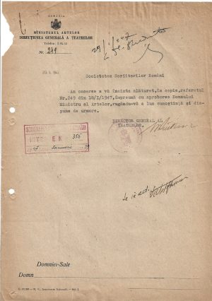 Semnătura olografă a lui Victor Eftimiu, 1947