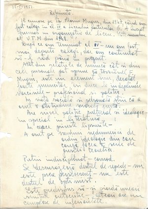 Document scris și semnat olograf de Cristian Popișteanu, 1951