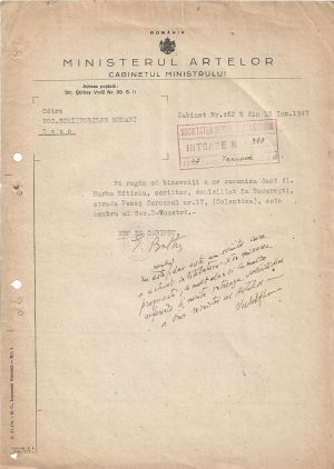 Semnătura olografă a lui Victor Eftimiu, 1947