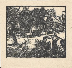 Gravură de început de secol al XX-lea, artist român