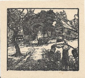 Gravură de început de secol al XX-lea, artist român