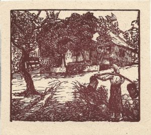 Gravură de început de secol al XX-lea, artist român