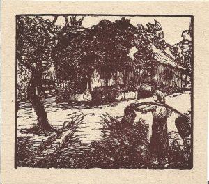 Gravură de început de secol al XX-lea, artist român