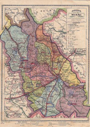 Hartă Județul Buzău după noua împărțire administrativă, 1928, Institutul Cartografic Unirea, Brașov