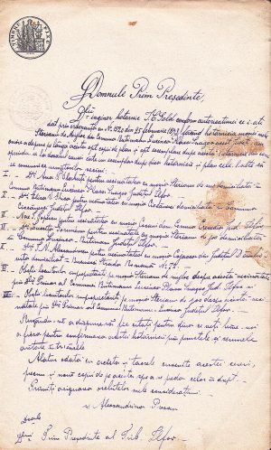 Act scris și semnat olograf de Alexandrina Prezan, mama mareșalului Constantin Prezan, 1893, privitor la moșia sa Sterianu de Mijloc, comuna Butimanu, județul Ilfov