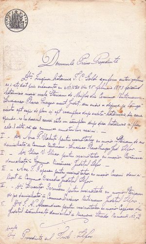 Act scris și semnat olograf de Alexandrina Prezan, mama mareșalului Constantin Prezan, 1893, privitor la moșia sa Sterianu de Mijloc, comuna Butimanu, județul Ilfov