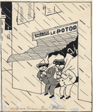 Caricaturi românești interbelice, lot de 5 bucăți