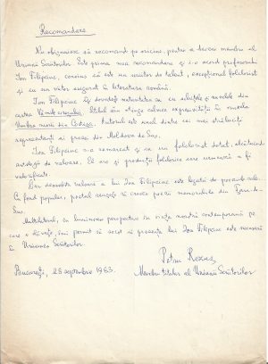 Petru Rezuș, act scris și semnat olograf, 1983