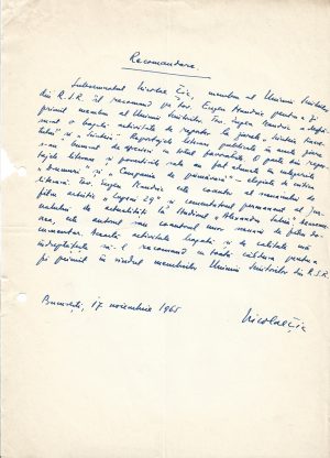 Nicolae Țic, act scris și semnat olograf, 1965