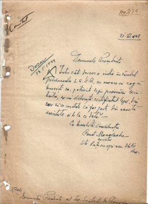 Constantin Manolache, act scris și semnat olograf, 1948
