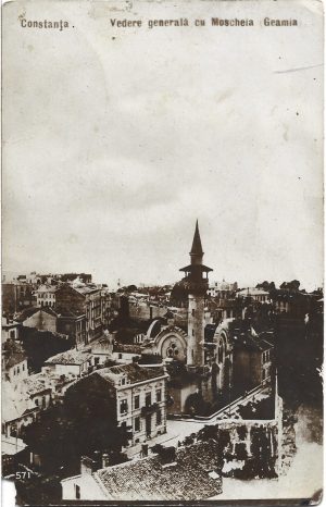 Constanța, Vedere generală cu Moscheia Geamia, carte poștală, cu defect