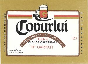 Etichetă bere blondă superioară tip Carpați, Covurlui, Întreprinderea de bere Galați