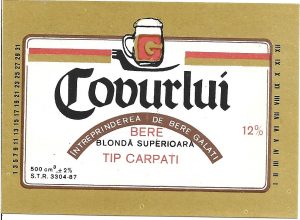 Etichetă bere blondă superioară tip Carpați, Covurlui, Întreprinderea de bere Galați