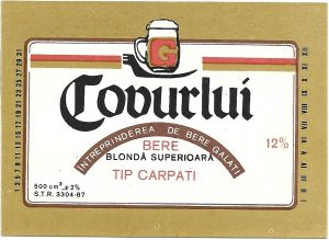 Etichetă bere blondă superioară tip Carpați, Covurlui, Întreprinderea de bere Galați