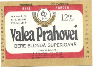 Etichetă bere blondă superioară Valea Prahovei, Fabrica de bere Rahova