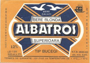 Etichetă bere blondă superioară tip Bucegi, Albatros, Bere Galați