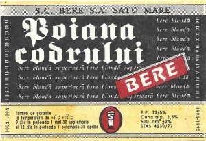 Etichetă bere Poiana codrului, 1994-1995, SC Bere SA Satu Mare